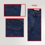Bobson Japanese Men's Basic Denim Pants Skinny Mid Waist 196399-U (Dark Shade)
