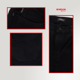 Bobson Japanese Men's Basic Denim Pants Regular Fitting Mid Waist 198501 (Black)