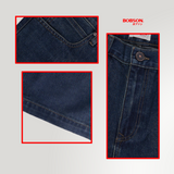 Bobson Japanese Men's Basic Denim Tapered Short Mid Waist 195990 (Dark Shade)