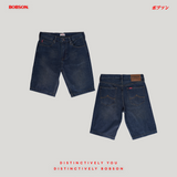 Bobson Japanese Men's Basic Denim Tapered Short Mid Waist 195990 (Dark Shade)