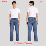 Bobson Japanese Men's Basic Denim Pants Super Skinny Mid Waist 195927-U (Light Shade)