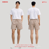 Bobson Japanese Men's Basic Non-Denim Jogger Short Mid Waist 199404 (Light Beige)