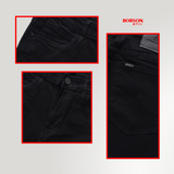 Bobson Japanese Men's Basic Denim Pants Super Skinny Mid Waist 193659-U (Black)