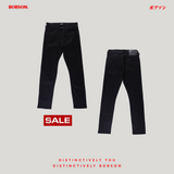 Bobson Japanese Men's Basic Denim Pants Super Skinny Mid Waist 193659-U (Black)