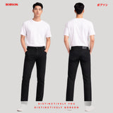 Bobson Japanese Men's Basic Denim Pants Regular Fitting Mid Waist 199540-U (Black)