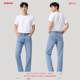 Bobson Japanese Men's Basic Denim Pants Classic Fitting Mid Waist 196211 (Light Shade)