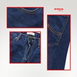 Bobson Japanese Men's Basic Denim Pants Slim straight Mid Waist 200569 (Dark Shade)