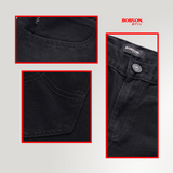 Bobson Japanese Men's Basic Denim Pants Classic fitting Mid Waist 193649-U (Black)