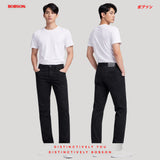 Bobson Japanese Men's Basic Denim Pants Classic fitting Mid Waist 193649-U (Black)