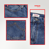 Bobson Japanese Men's Basic Denim Pants Classic fitting Mid Waist 199036 (Medium Shade)