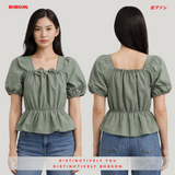 Bobson Japanese Ladies Basic Woven Shirt Boxy Fit 176438-U (Light Green)