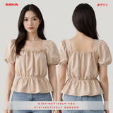 Bobson Japanese Ladies Basic Woven Shirt Boxy Fit 176438-U (Beige)