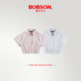 Bobson Japanese Ladies Basic Woven Shirt Crop Fit 199056 (Light Gray)