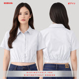 Bobson Japanese Ladies Basic Woven Shirt Crop Fit 199056 (Light Gray)