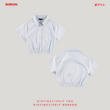 Bobson Japanese Ladies Basic Woven Shirt Crop Fit 199056 (Light Gray)