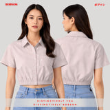 Bobson Japanese Ladies Basic Woven Shirt Crop Fit 199056 (Pink)