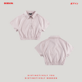 Bobson Japanese Ladies Basic Woven Shirt Crop Fit 199056 (Pink)