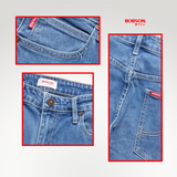 Bobson Japanese Men's Basic Denim Pants Skinny Mid Waist 196002 (Light Shade)