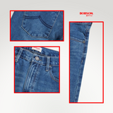 Bobson Japanese Men's Basic Denim Pants Slim Straight Mid Waist 198479 (Medium Shade)
