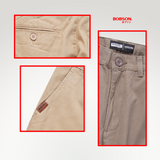 Bobson Japanese Men's Basic Denim Pants Straight Fitting Mid Waist 203405 (Khaki)