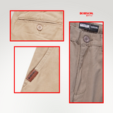 Bobson Japanese Men's Basic Denim Pants Straight Fitting Mid Waist 203405 (Taupe)