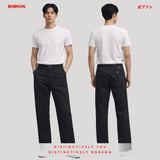 Bobson Japanese Men's Basic Denim Pants Straight Fitting Mid Waist 203428 (Black)