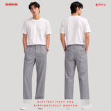 Bobson Japanese Men's Basic Denim Pants Straight Fitting Mid Waist 203428 (Gray)
