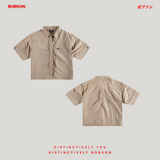 Bobson Japanese Ladies Basic Woven Shirt Boxy Fit 206188 (Beige)