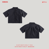 Bobson Japanese Ladies Basic Woven Shirt Boxy Fit 206188 (Black)