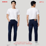 Bobson Japanese Men's Basic Denim Pants Super Skinny Mid Waist 196379-U (Dark Shade)