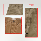 Bobson Japanese Men's Basic Denim Pants Slim Straight Mid Waist 204351 (Light Fatigue)