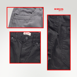 Bobson Japanese Men's Basic Denim Pants Slim Straight Mid Waist 204289 (Black)
