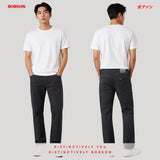 Bobson Japanese Men's Basic Denim Pants Slim Straight Mid Waist 204289 (Black)