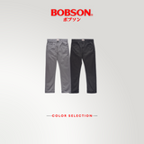 Bobson Japanese Men's Basic Denim Pants Slim Straight Mid Waist 204289 (Gray)