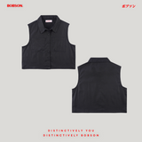 Bobson Japanese Ladies Basic Woven Shirt Crop Fit 199446 (Black)