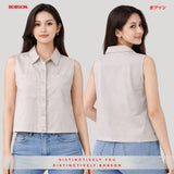 Bobson Japanese Ladies Basic Woven Shirt Crop Fit 199446 (Khaki)