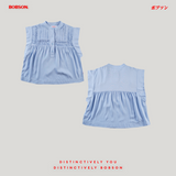 Bobson Japanese Ladies Basic Woven Shirt Boxy Fit 179339 (Light Blue)