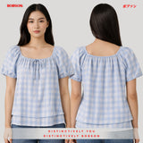 Bobson Japanese Ladies Basic Woven Shirt Boxy Fit 179124 (Blue)