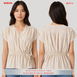 Bobson Japanese Ladies Basic Woven Shirt Boxy Fit 163924 (Light Brown)