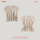 Bobson Japanese Ladies Basic Woven Shirt Boxy Fit 163924 (Light Brown)