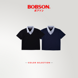 Bobson Japanese Ladies Basic Collared Shirt Relaxed Fit 184961 (Black)