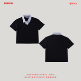 Bobson Japanese Ladies Basic Collared Shirt Relaxed Fit 184961 (Black)