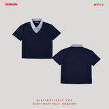 Bobson Japanese Ladies Basic Collared Shirt Relaxed Fit 184961 (Navy)
