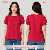 Bobson Japanese Ladies Basic Woven Shirt Boxy Fit 185984 (Maroon)