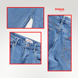 Bobson Japanese Ladies Basic Denim Pants Flared Jeans 196361 (Medium Shade)