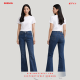 Bobson Japanese Ladies Basic Denim Pants Flared Jeans 196463 (Medium Shade)