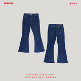 Bobson Japanese Ladies Basic Denim Pants Flared Jeans 196463 (Medium Shade)