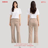 Bobson Japanese Ladies Basic Non-Denim Flared Pants 202661 (Beige)