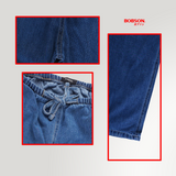 Bobson Japanese Ladies Basic Denim Pants Wide Straight 196022 (Dark Shade)