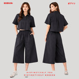 Bobson Japanese Ladies Basic Non-Denim Cullotes Pants 206834 (Black)